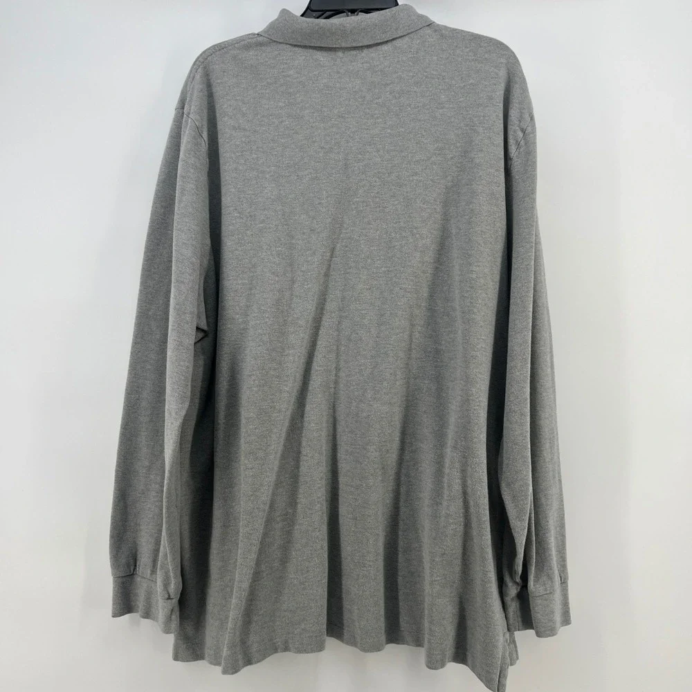 Polo Ralph Lauren Mens XXL Gray Long Sleeve Classic Fit Pique Polo Shirt‎ Logo